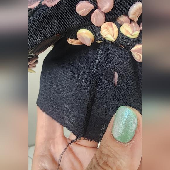 Vintage Ema Savahl Black Floral Embroidered V-Neck Dress, Small. - Picture 4 of 16